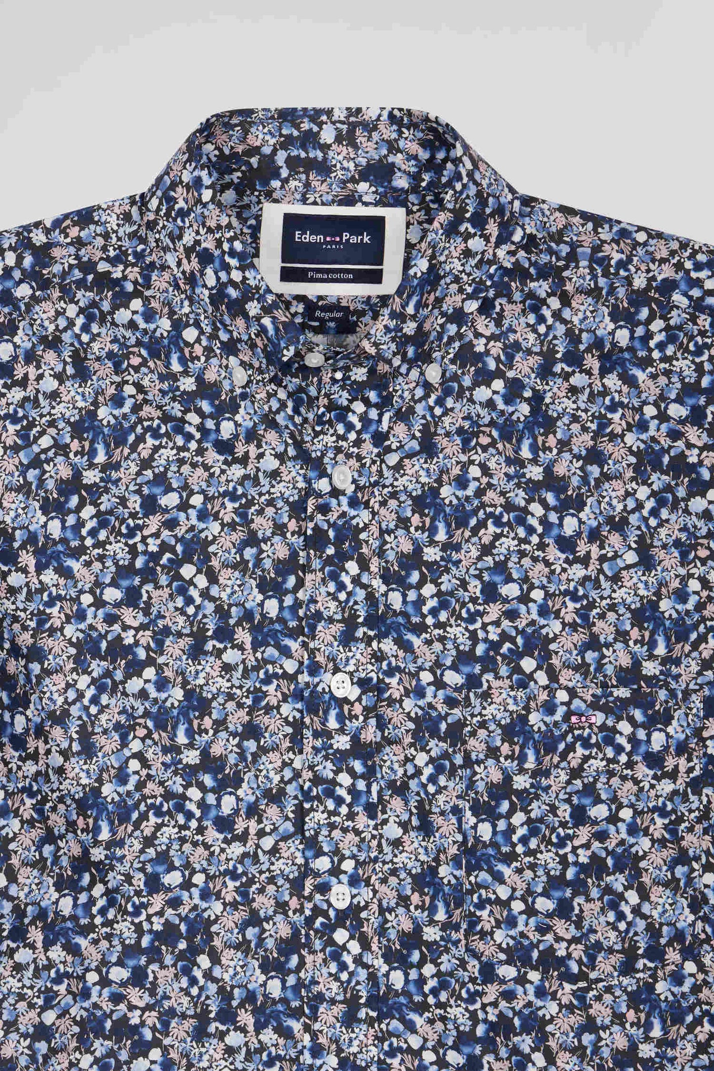 Chemise en popeline de coton Pima bleu marine microimprimé floral coupe Regular - Image 8