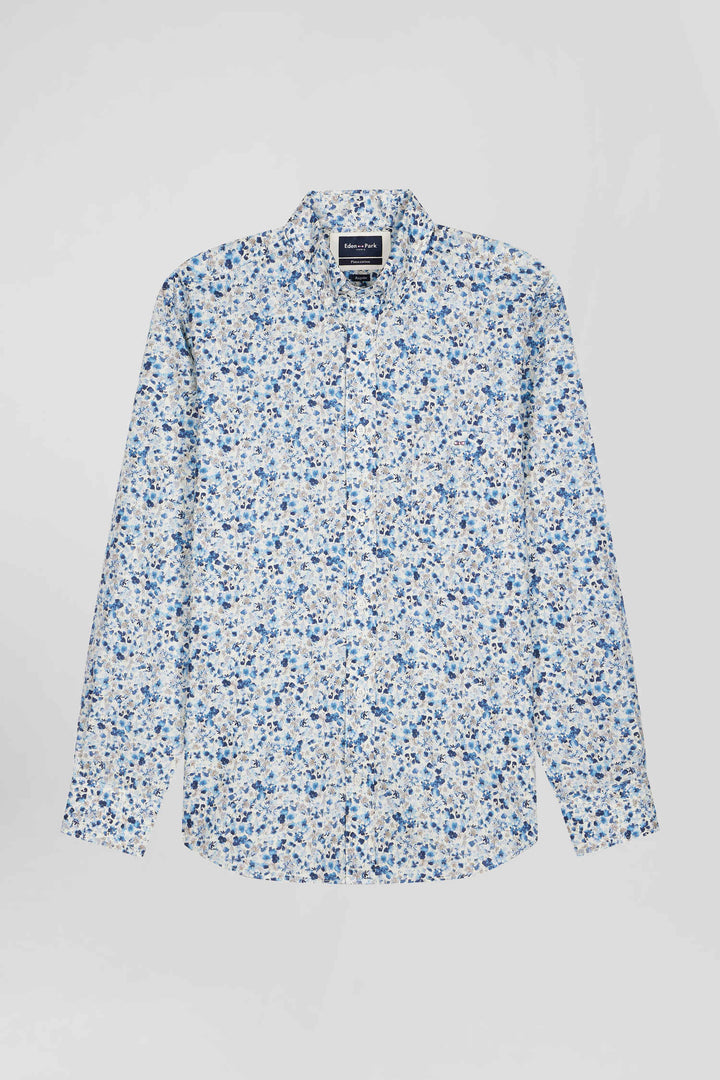 Chemise en popeline de coton Pima écrue microimprimé floral coupe Regular alt view