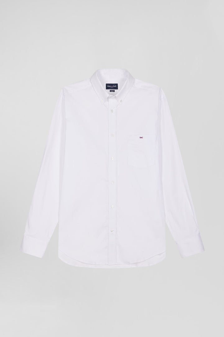 Chemise unie blanche en coton stretch mélangé coupe Regular alt view