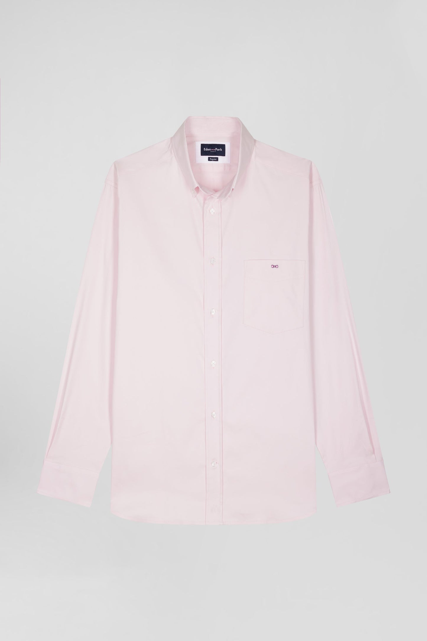 Chemise unie rose en coton stretch mélangé coupe Regular - Image 2