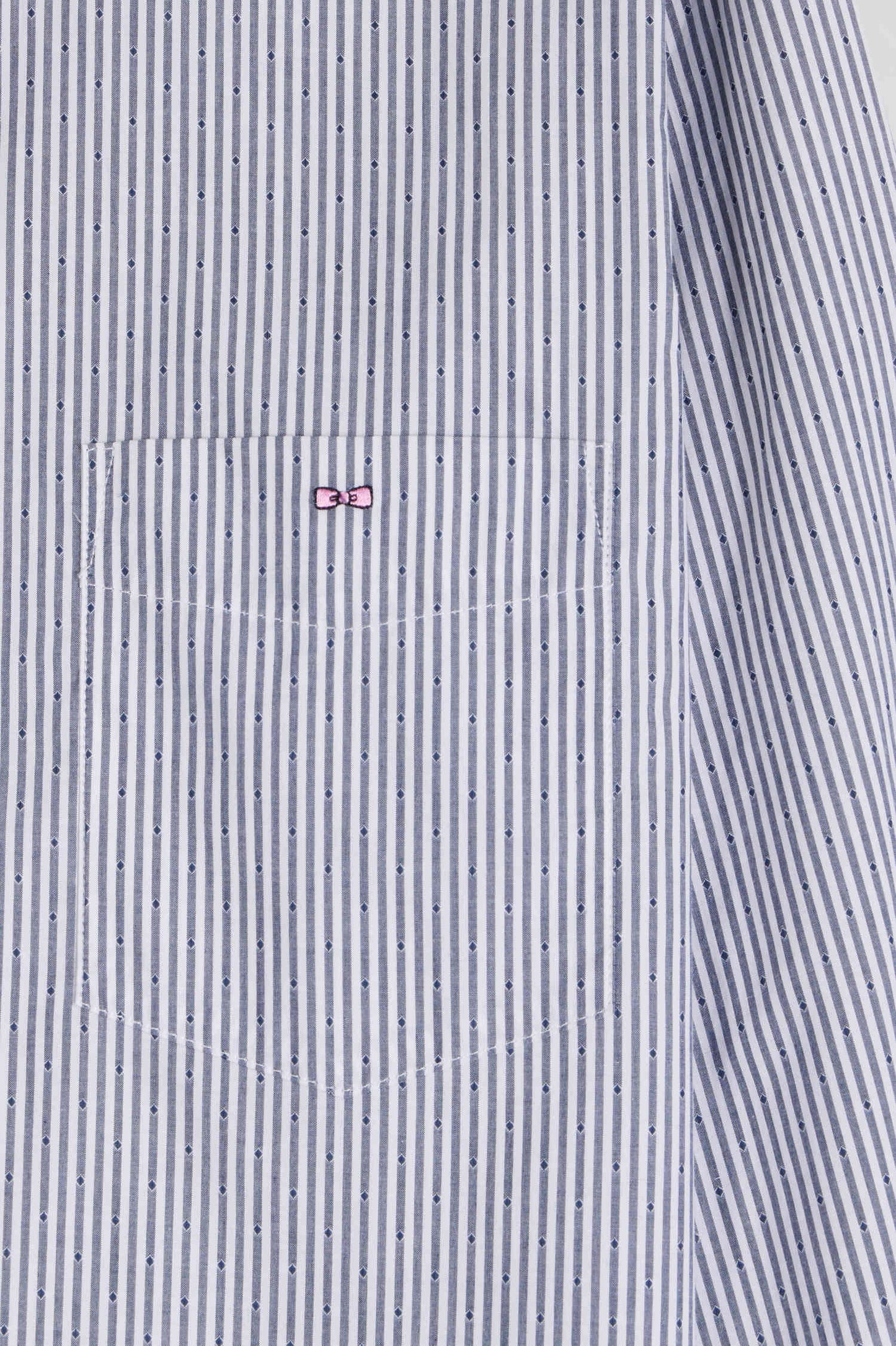 Regular indigo striped cotton jacquard shirt