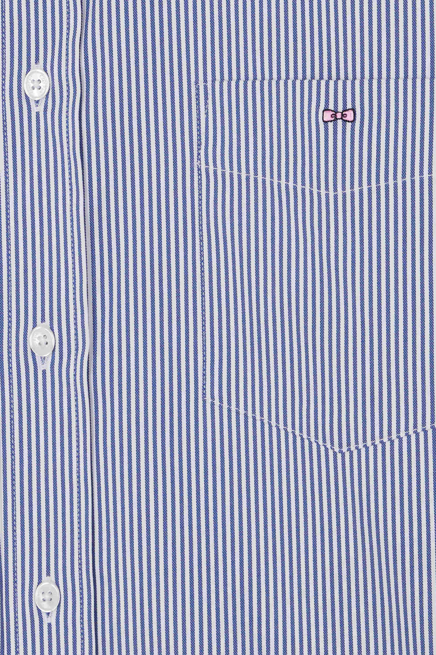 Chemise en popeline de coton bleu marine à rayures bâton coupe Regular