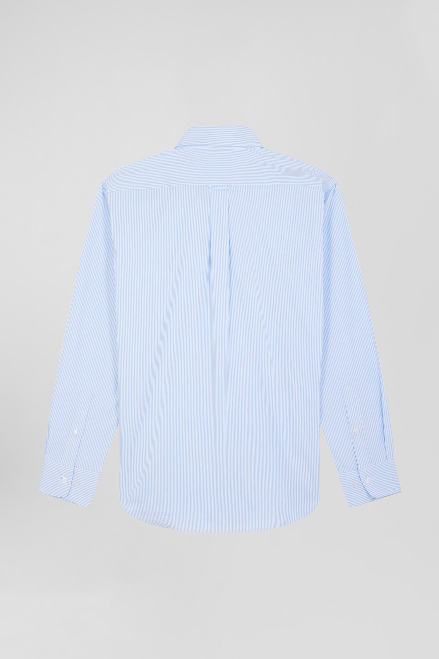 Chemise en popeline de coton bleue à rayures bâton coupe Regular