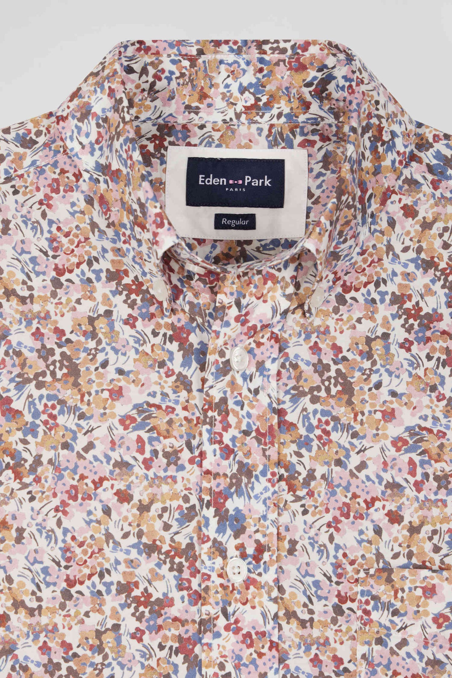Cotton shirt with beige microprint, regular fit