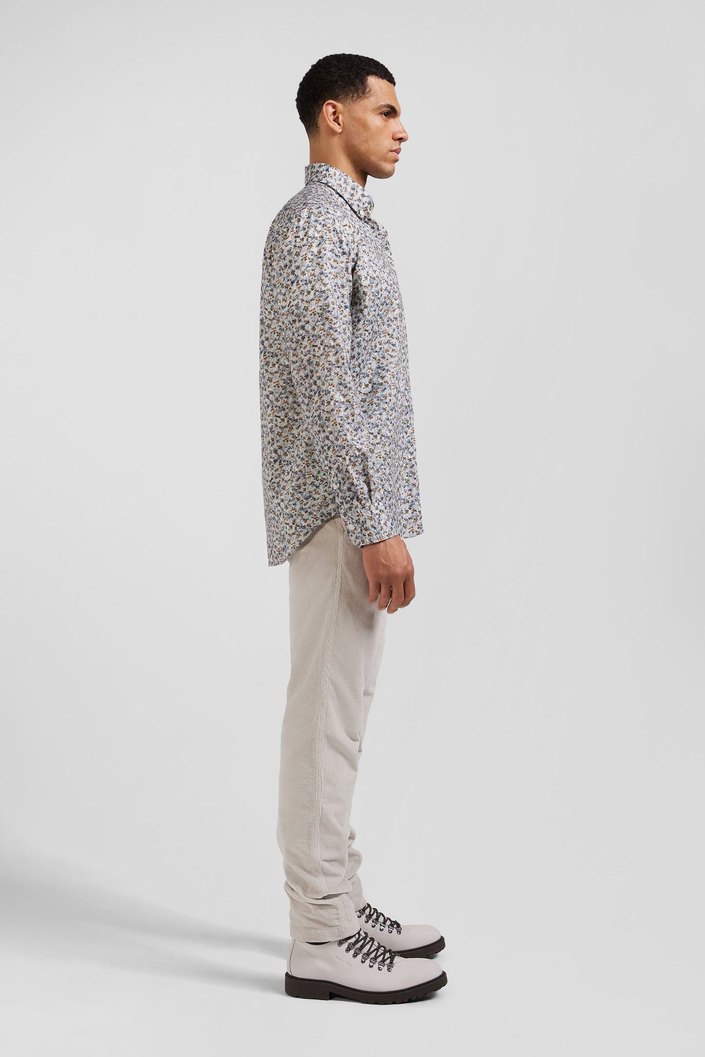 Green microprint cotton shirt Regular fit