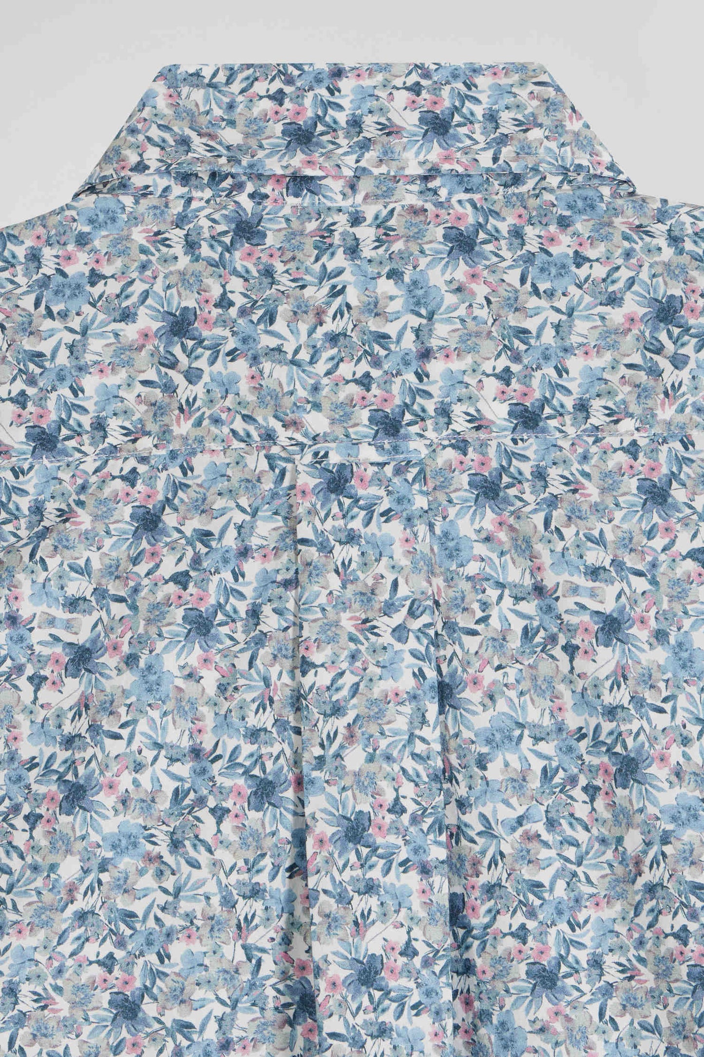 Chemise en popeline de coton ciel microimprimé floral coupe Regular