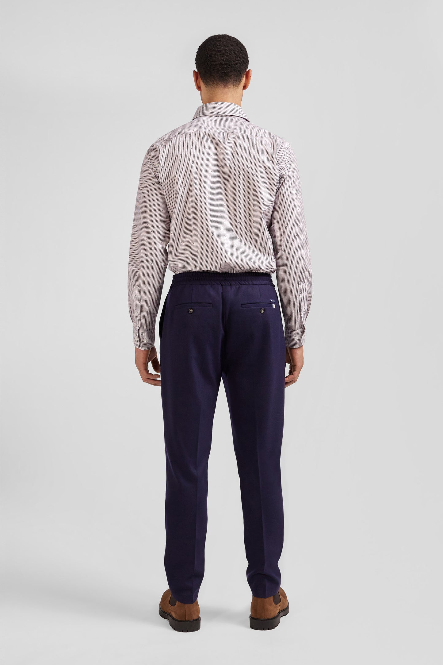 Slim pink microprint cotton shirt