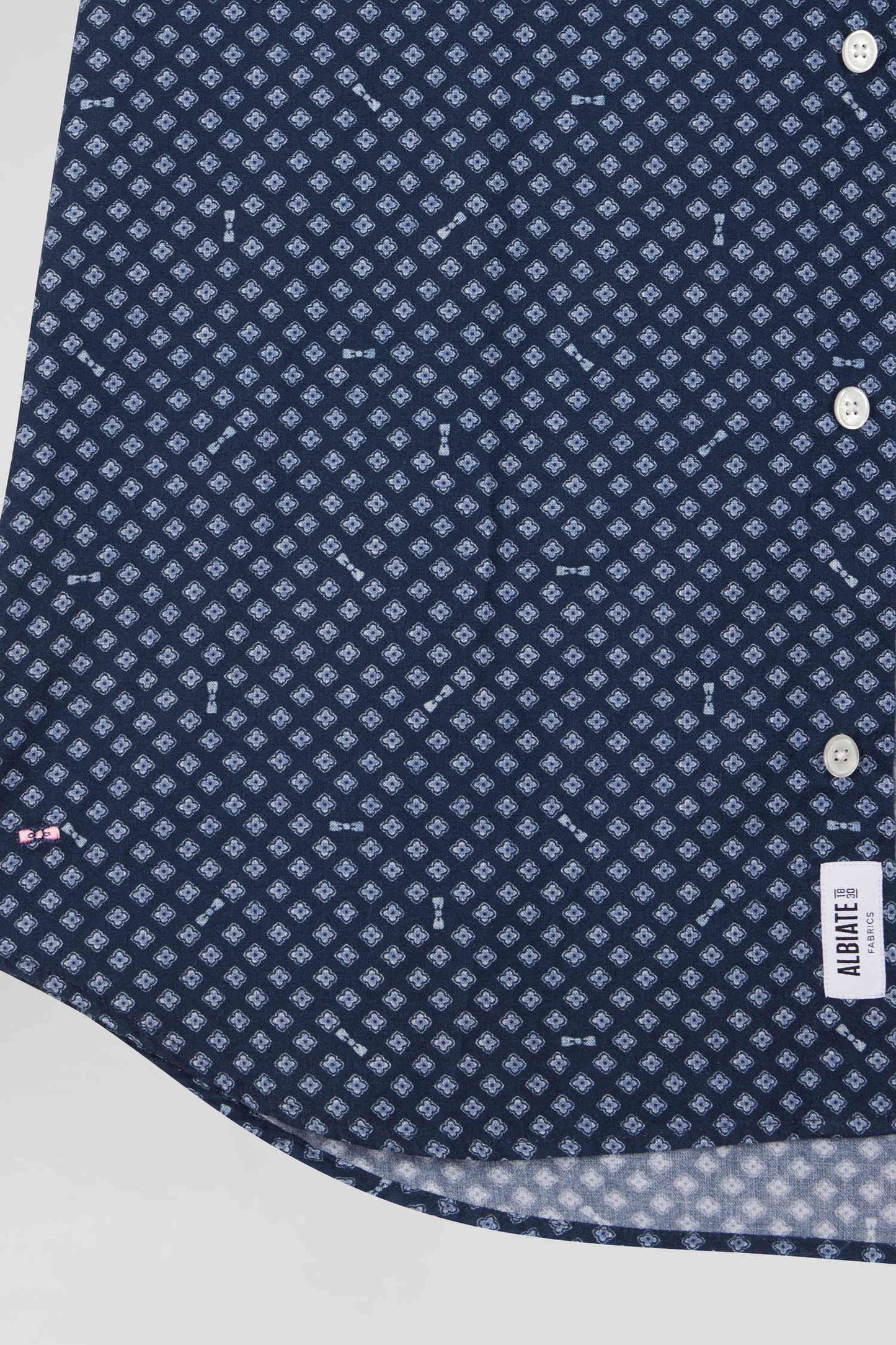 Slim fit shirt in indigo cotton poplin with graphic print