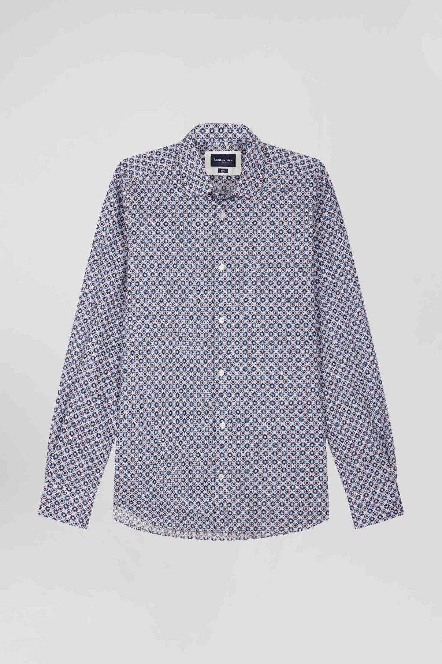 Slim fit cotton shirt with sky micropatterns