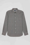 Slim fit grey cotton poplin shirt with graphic print