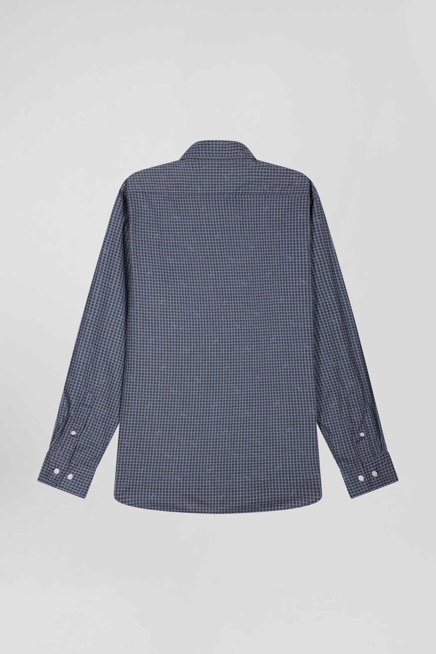 Chemise en coton à micro-carreaux bleu marine coupe Slim - Image 5