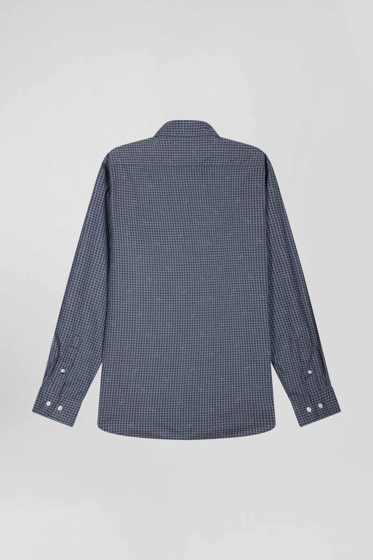 Chemise en coton à micro-carreaux bleu marine coupe Slim