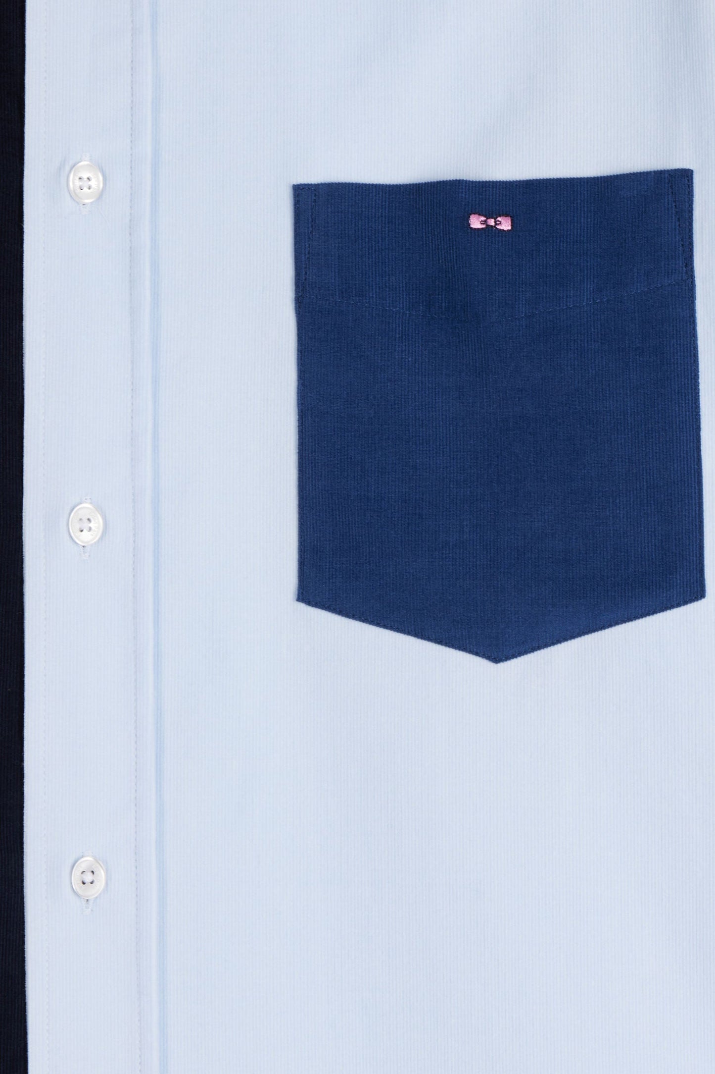 Chemise tricolore en coton bleu marine coupe Regular - Image 9