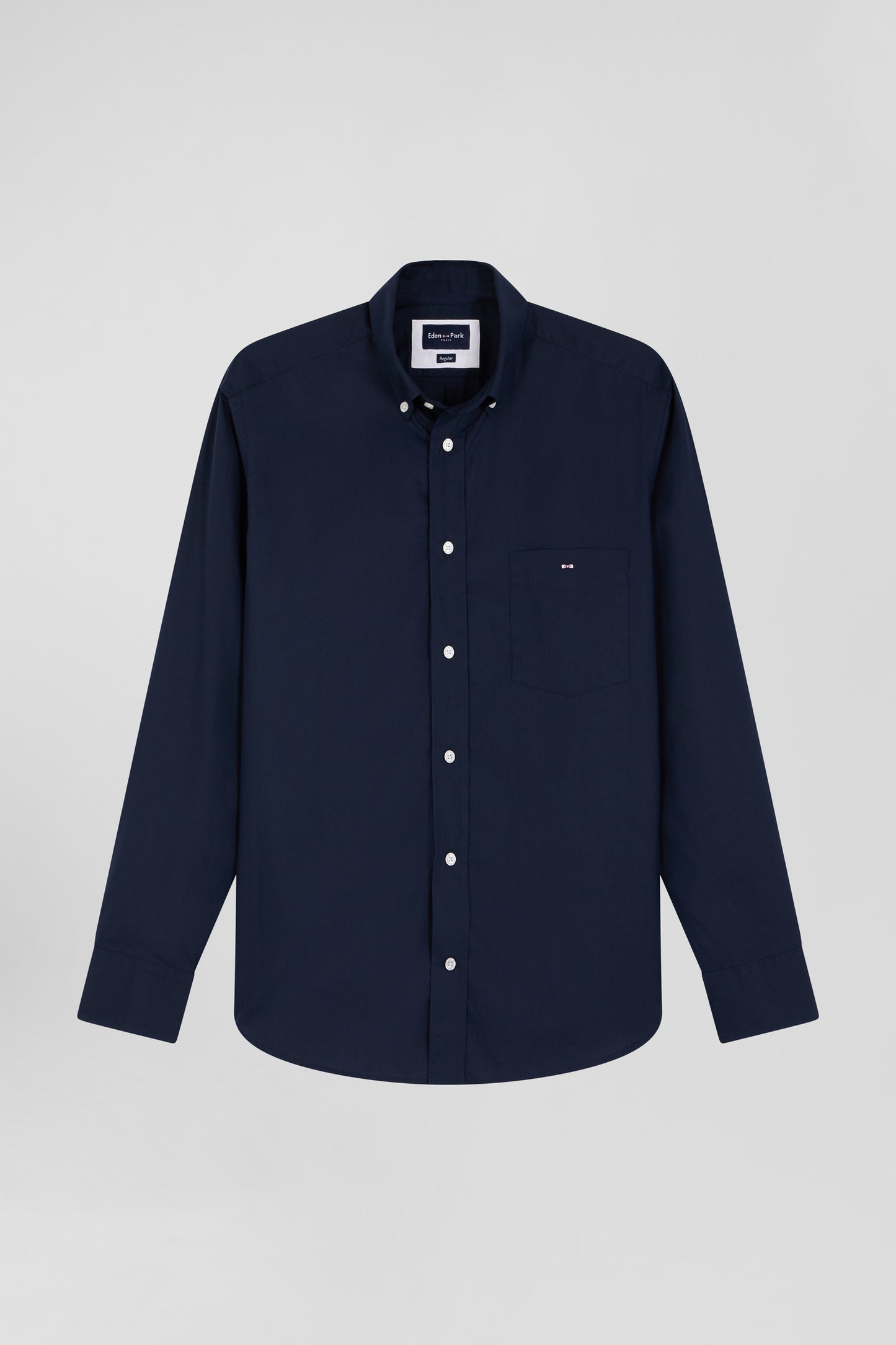 Chemise en popeline de coton bleu marine coupe Regular - Image 1