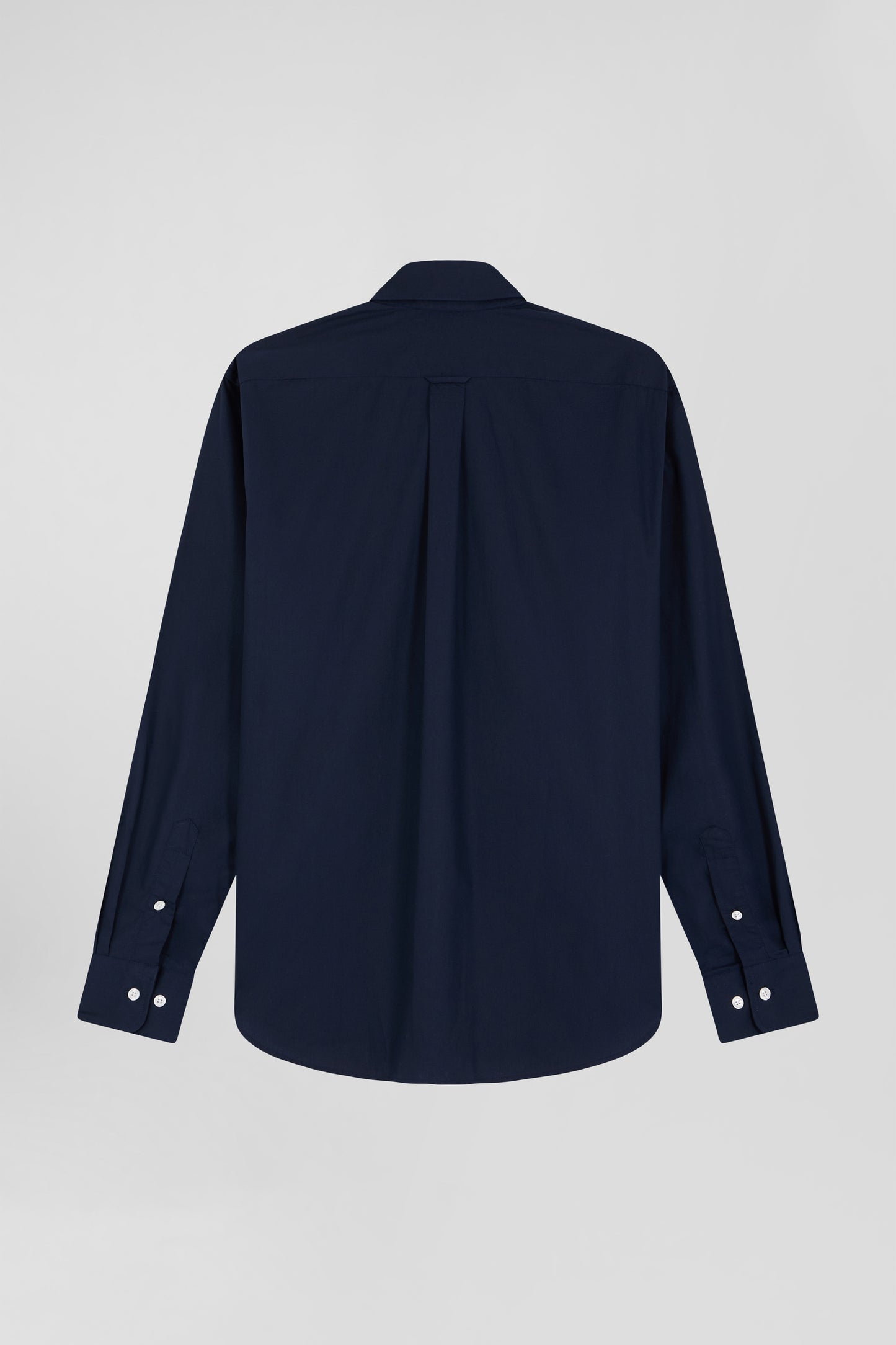 Chemise en popeline de coton bleu marine coupe Regular - Image 2