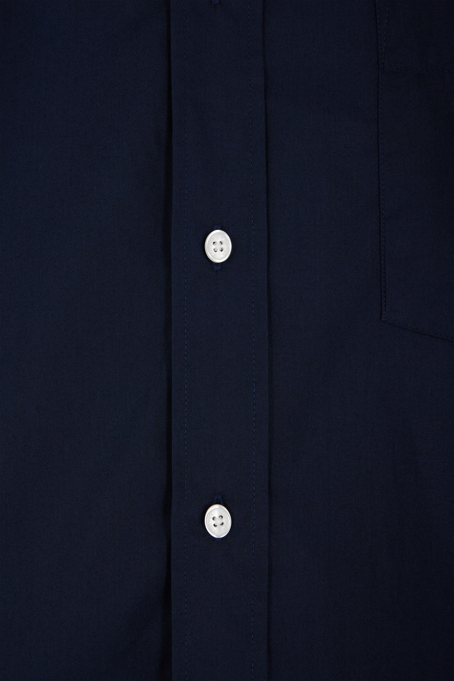 Regular plain navy blue cotton poplin shirt