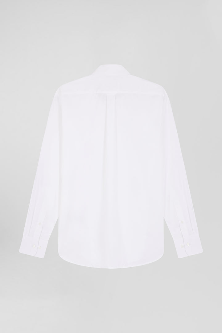 Regular plain white cotton poplin shirt