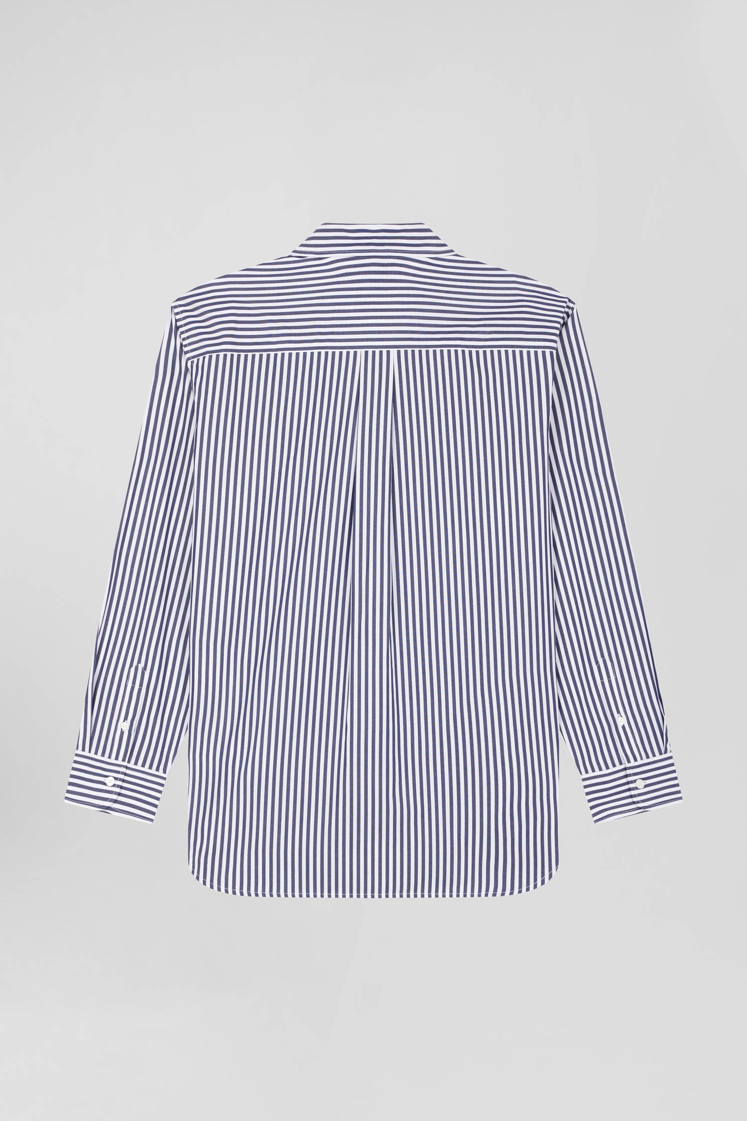 Relaxed navy blue striped cotton shirt