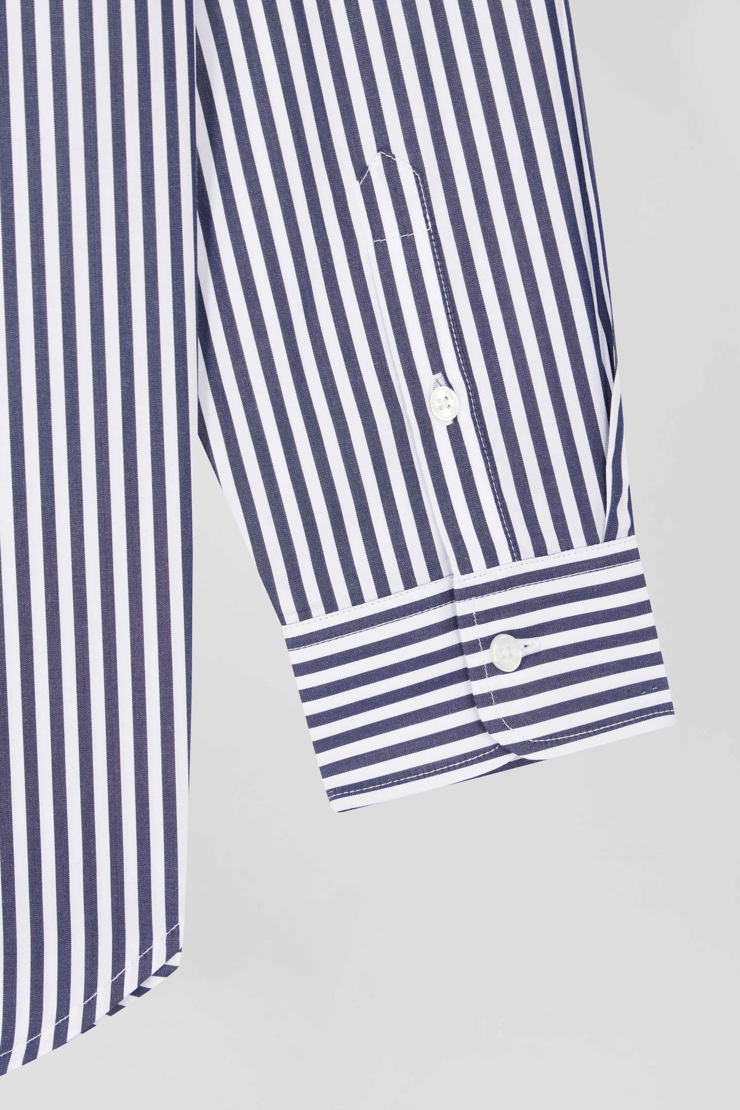 Relaxed navy blue striped cotton shirt