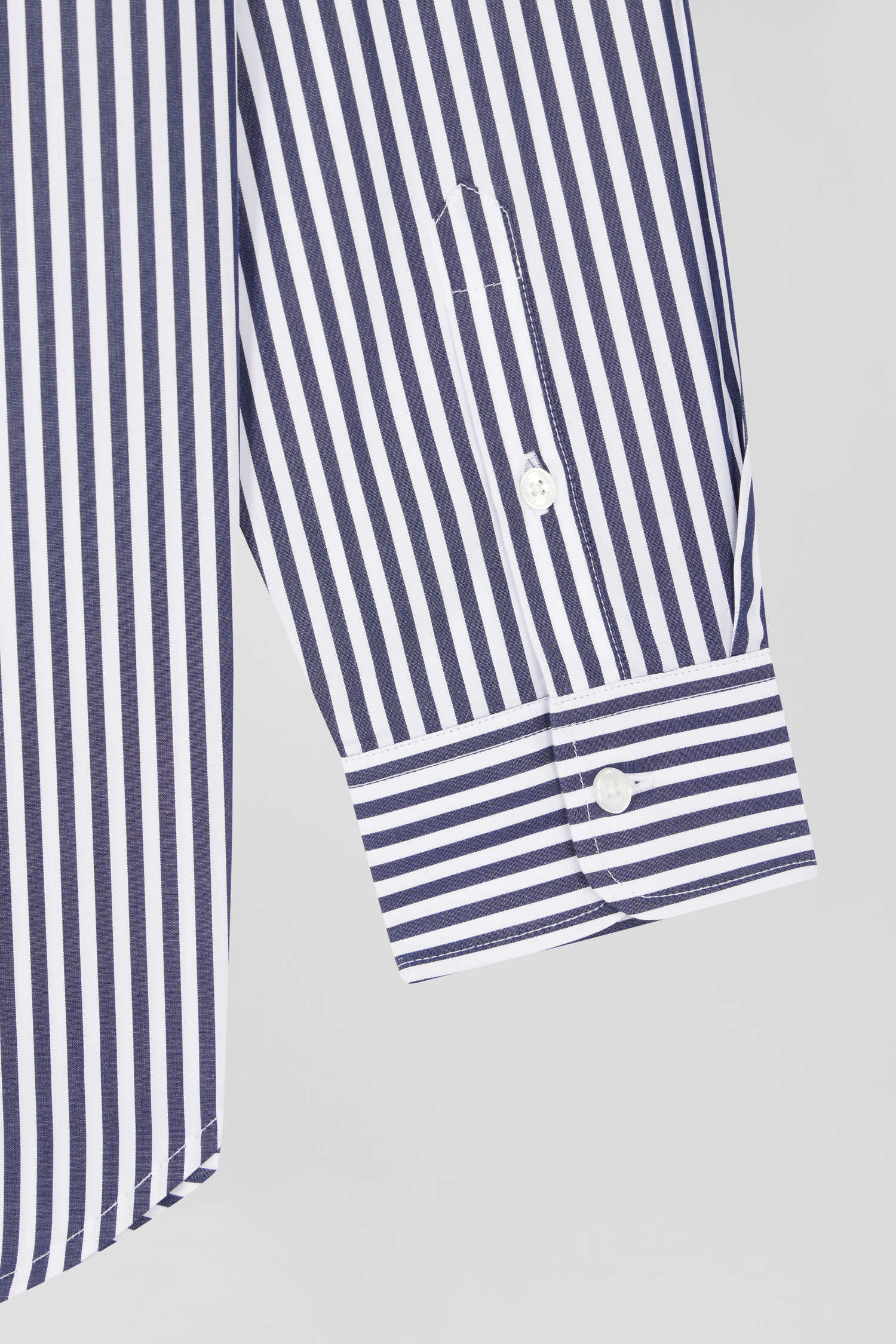 Relaxed navy blue striped cotton shirt