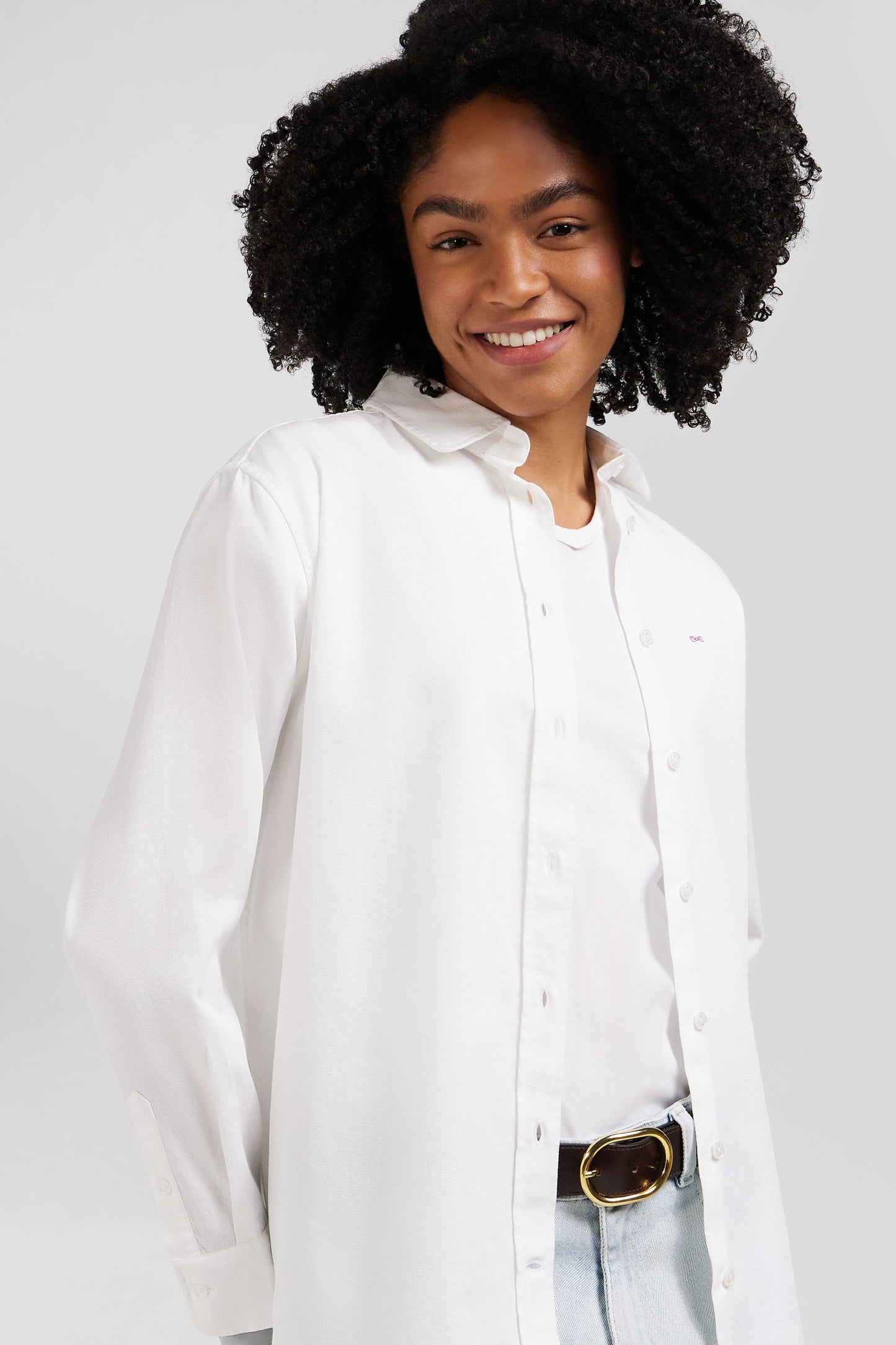 Relaxed white cotton poplin shirt