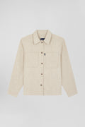 Relax beige mixed cotton overshirt with patch pockets