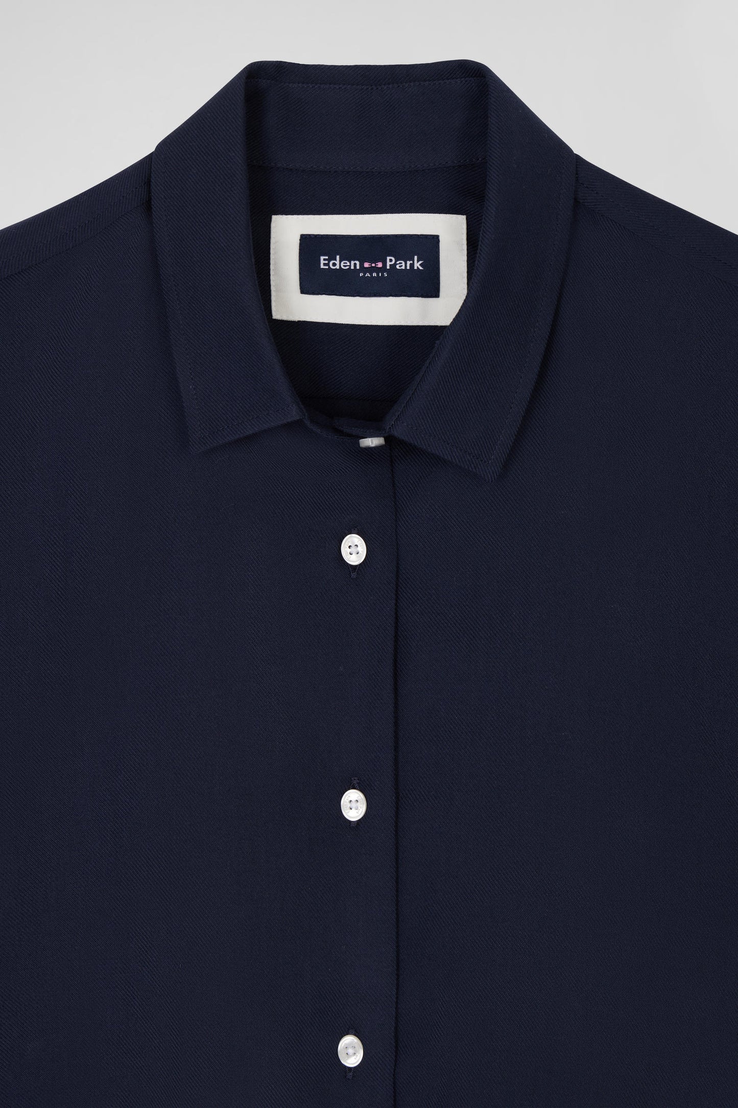 Oversize indigo cotton and cashmere shirt