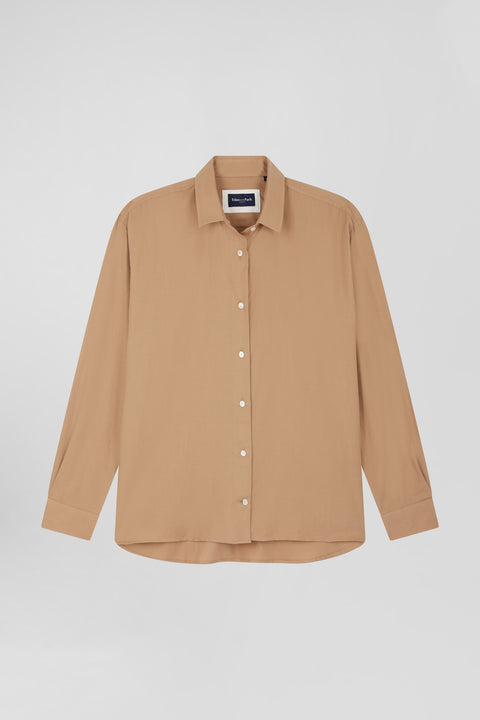 Oversize camel cotton and cashmere shirt - Image 1