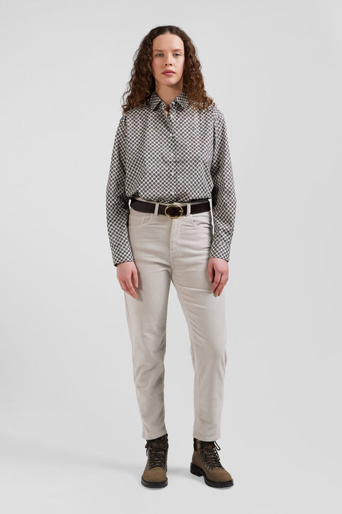 Regular ivory graphic microprint cotton shirt - Image 1