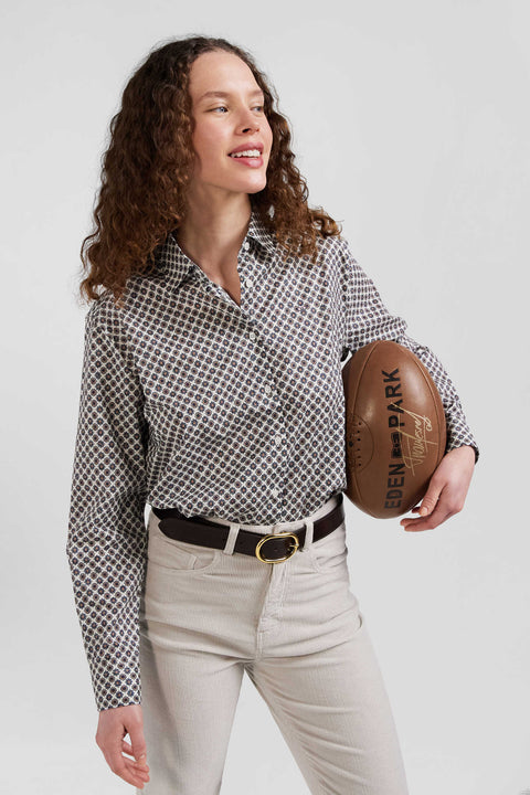 Regular ivory graphic microprint cotton shirt - Image 3