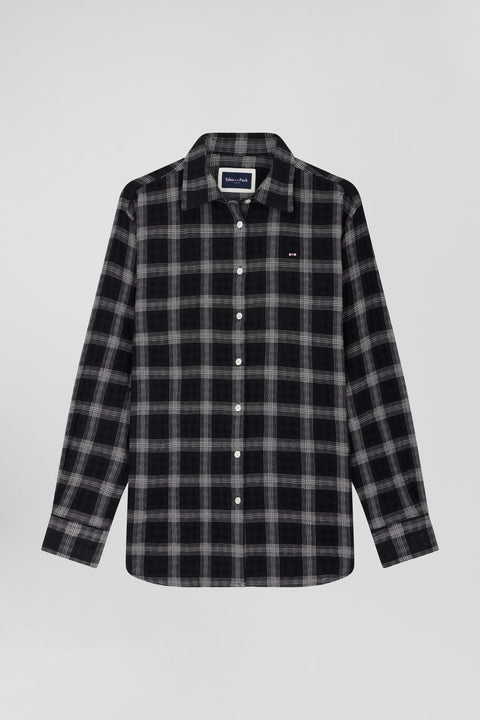 Relax black checked wool and cotton shirt - Image 2