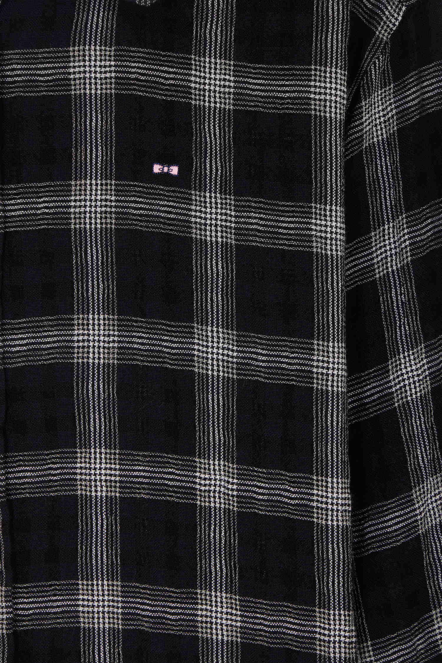 Relax black checked wool and cotton shirt