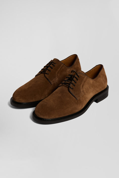 Brown suede leather lace-up Derbies - Image 2