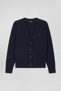 Relax navy blue blended wool and cotton cardigan