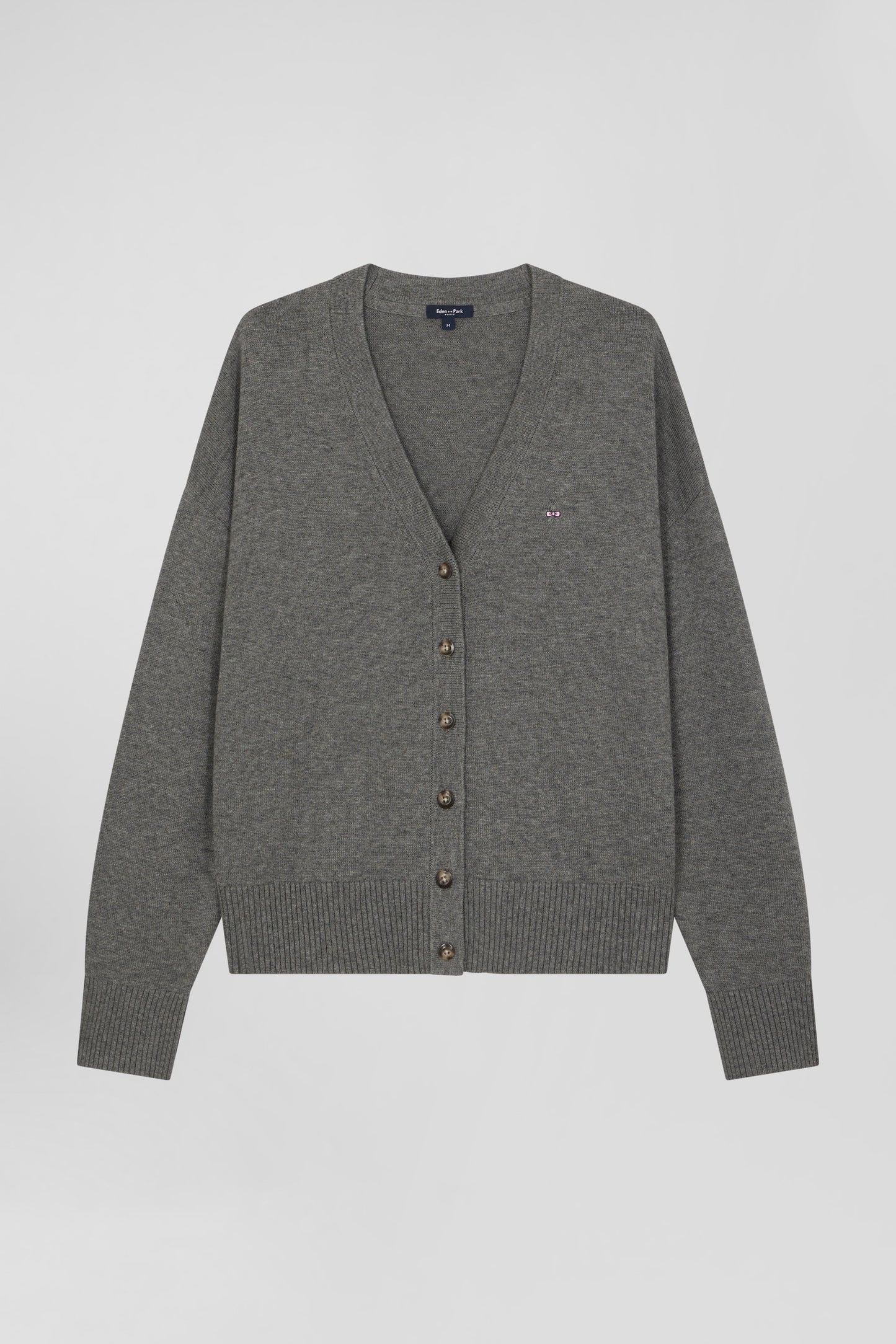 Relax mottled grey blended wool and cotton cardigan