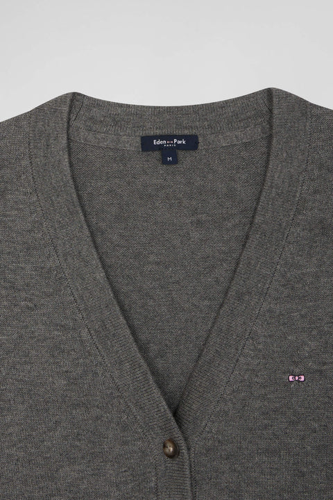 Relax mottled grey blended wool and cotton cardigan - Image 3