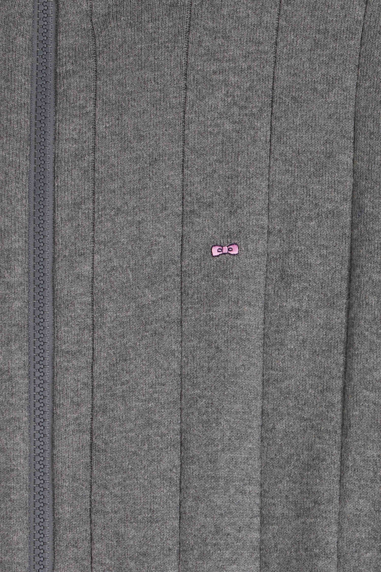 Cardigan zippé en coton et cachemire gris coupe Regular rayures verticales - Image 9