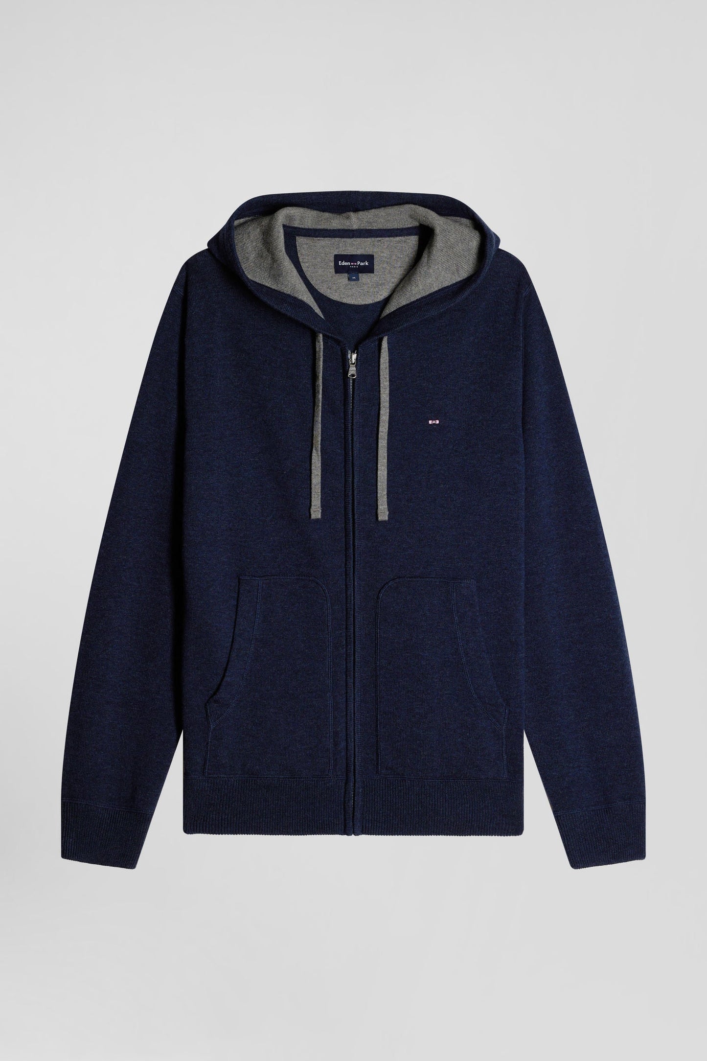 Sweatshirt zippé en maille laine et coton bleu marine coupe Regular - Image 2