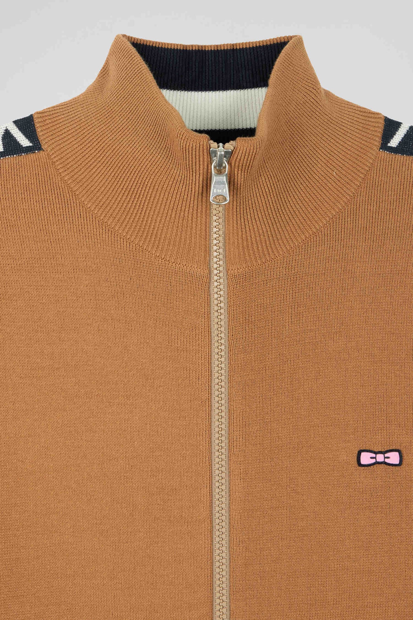 Cardigan zippé en coton milano camel coupe Regular - Image 8