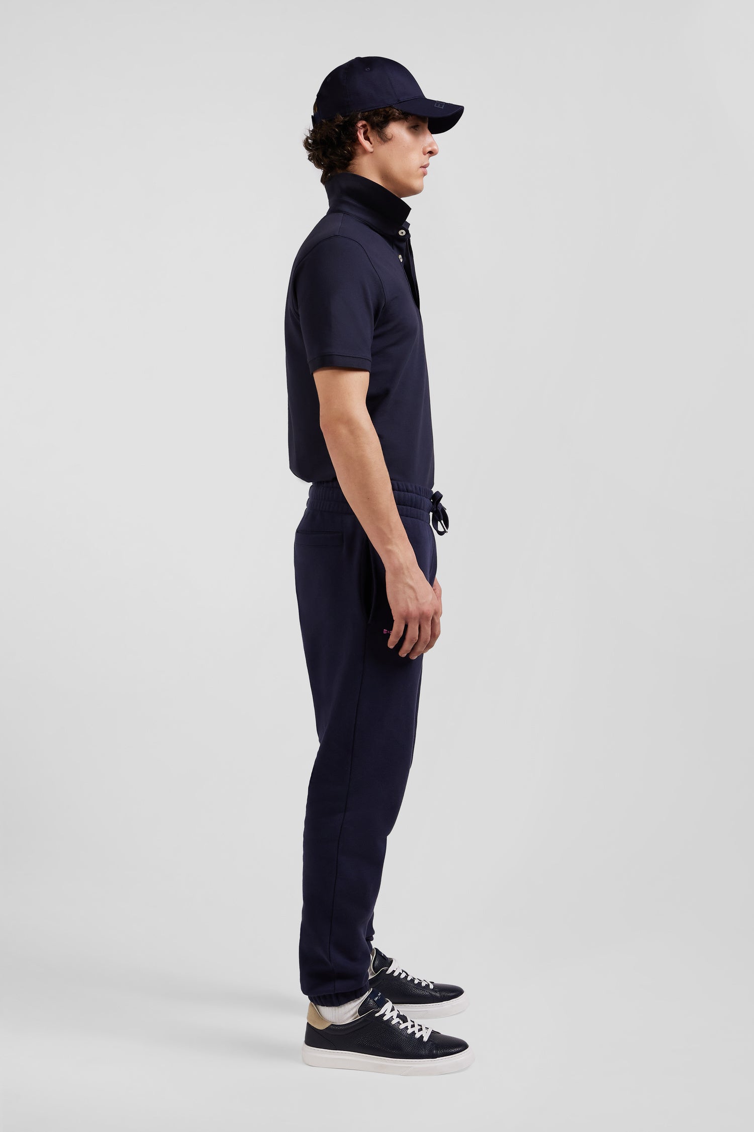 Pantalon jogging en molleton gratté bleu marine coupe Regular