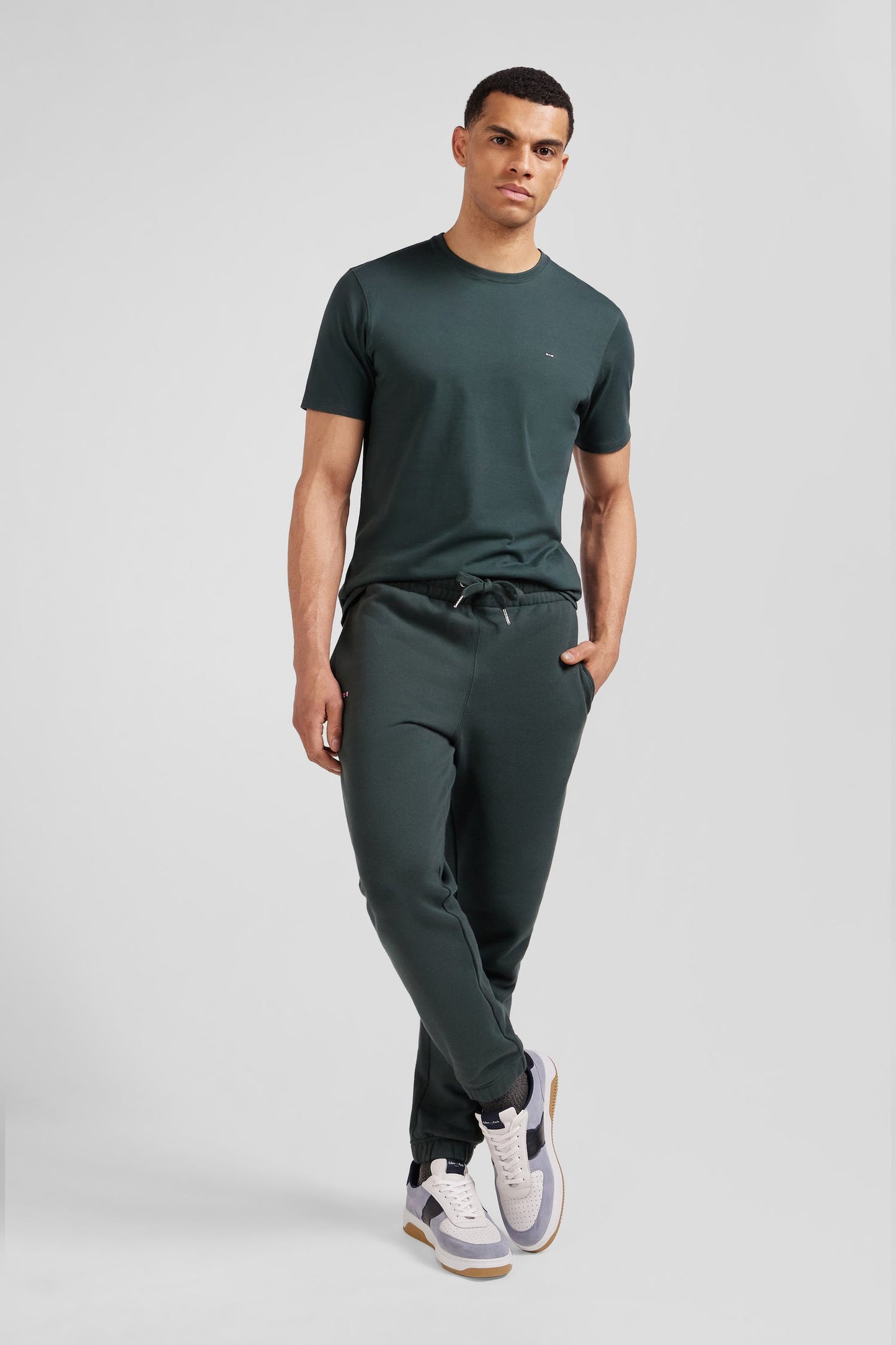 Pantalon jogging en molleton gratté vert coupe Regular - Image 3