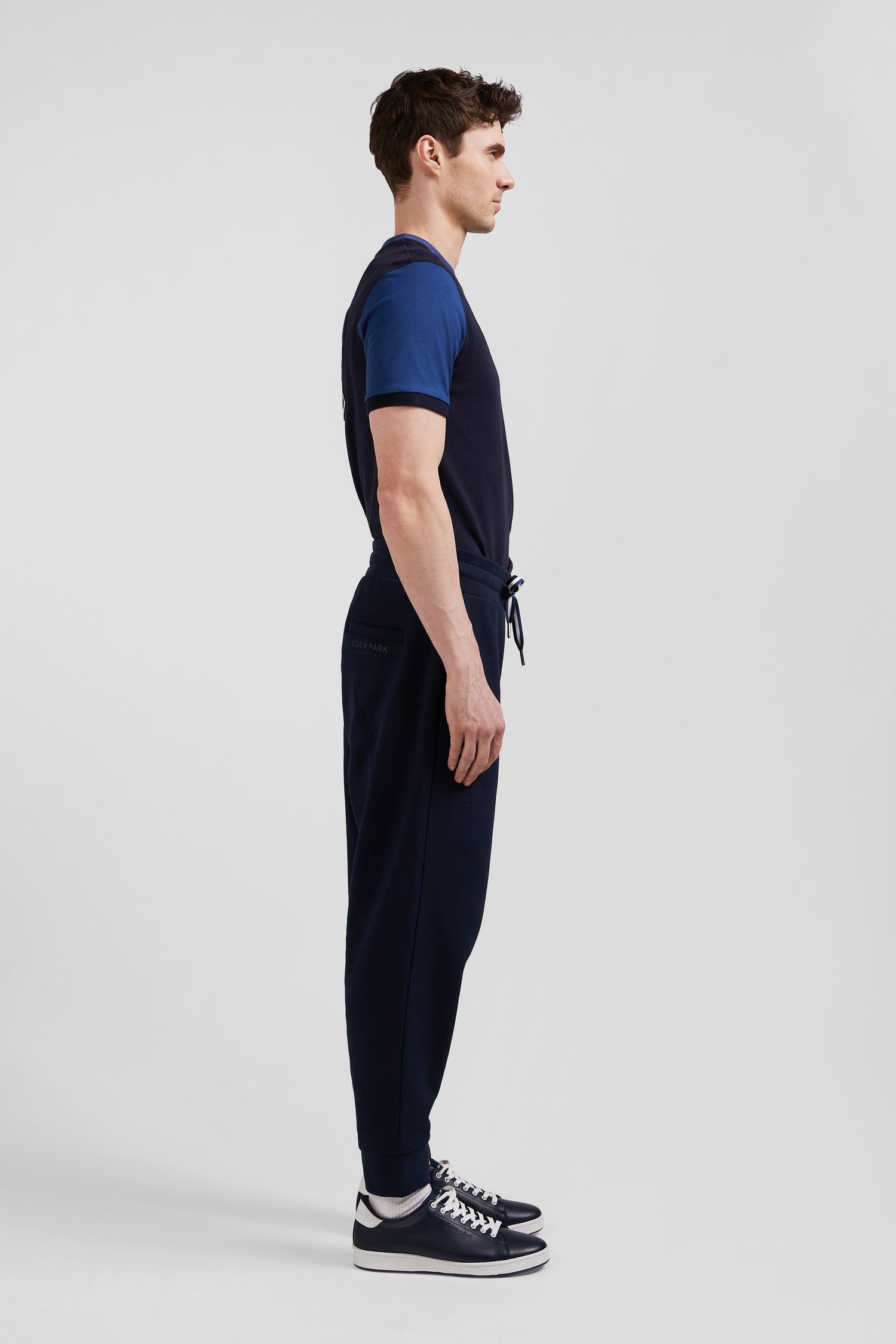 Pantalon jogging en molleton gratté bleu marine coupe Relaxed