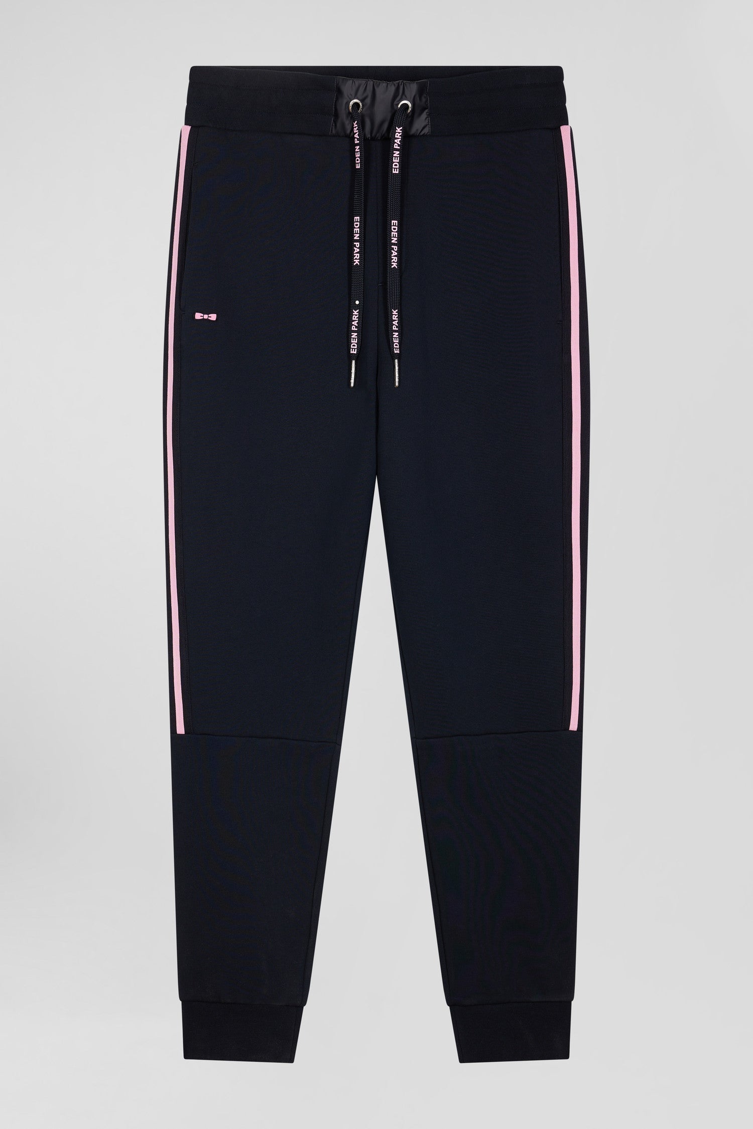 Pantalon jogging en coton mélangé bleu marine galon rayé coupe Regular