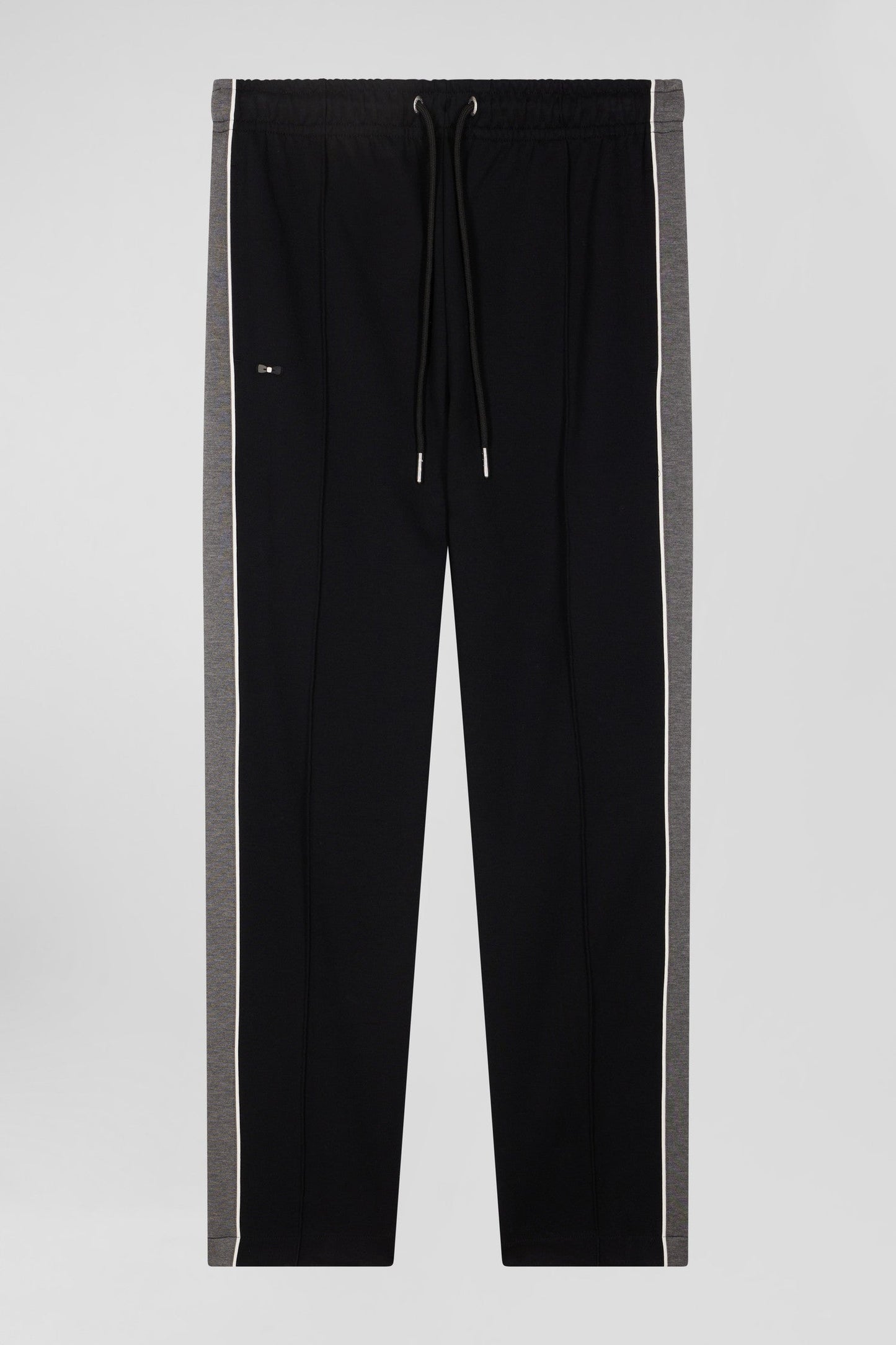 Pantalon jogging en coton mélangé noir coupe Regular passepoil jambes - Image 2