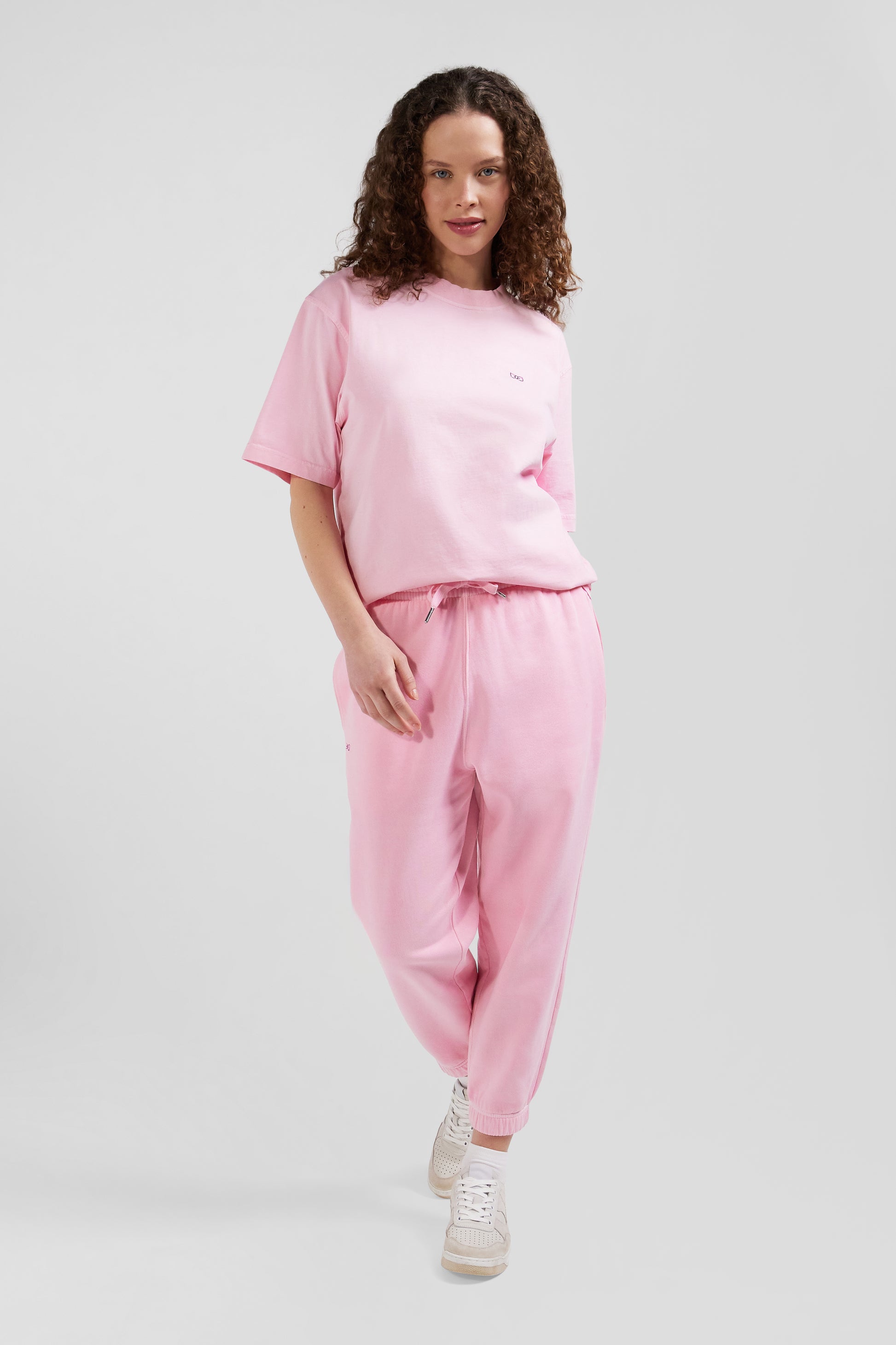 Jogging unisexe en molleton coton rose surteint coupe Relaxed