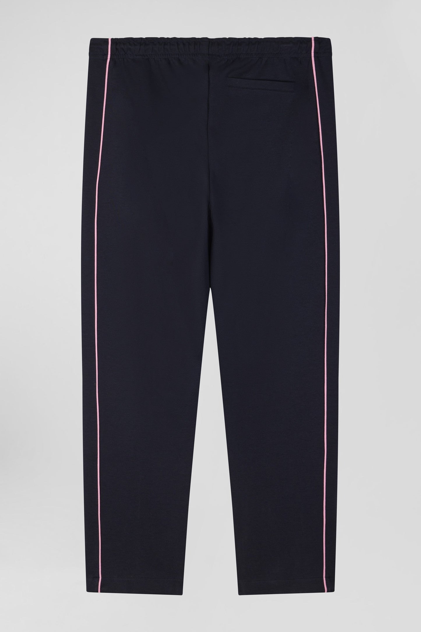 Pantalon jogging en coton mélangé bleu marine coupe Regular passepoil rose - Image 4