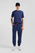 Pantalon jogging en molleton coton gratté bleu marine coupe Regular