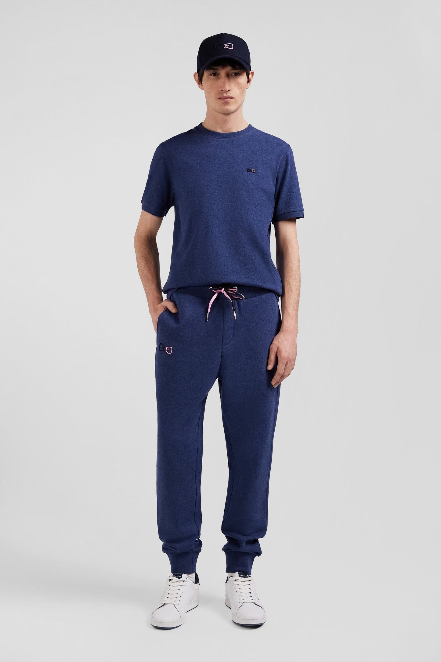 Pantalon jogging en molleton coton gratté bleu marine coupe Regular - Image 1