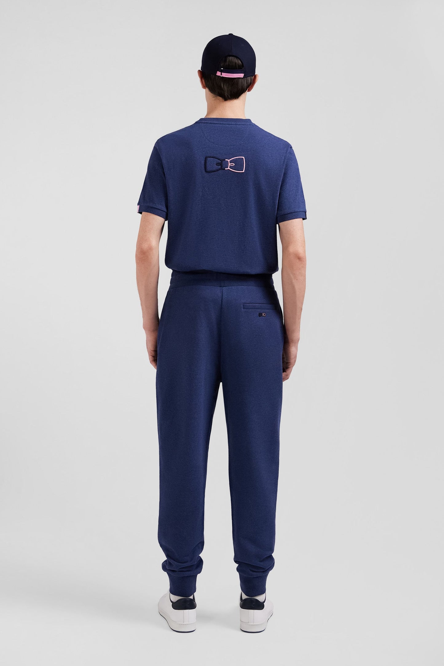 Pantalon jogging en molleton coton gratté bleu marine coupe Regular - Image 6