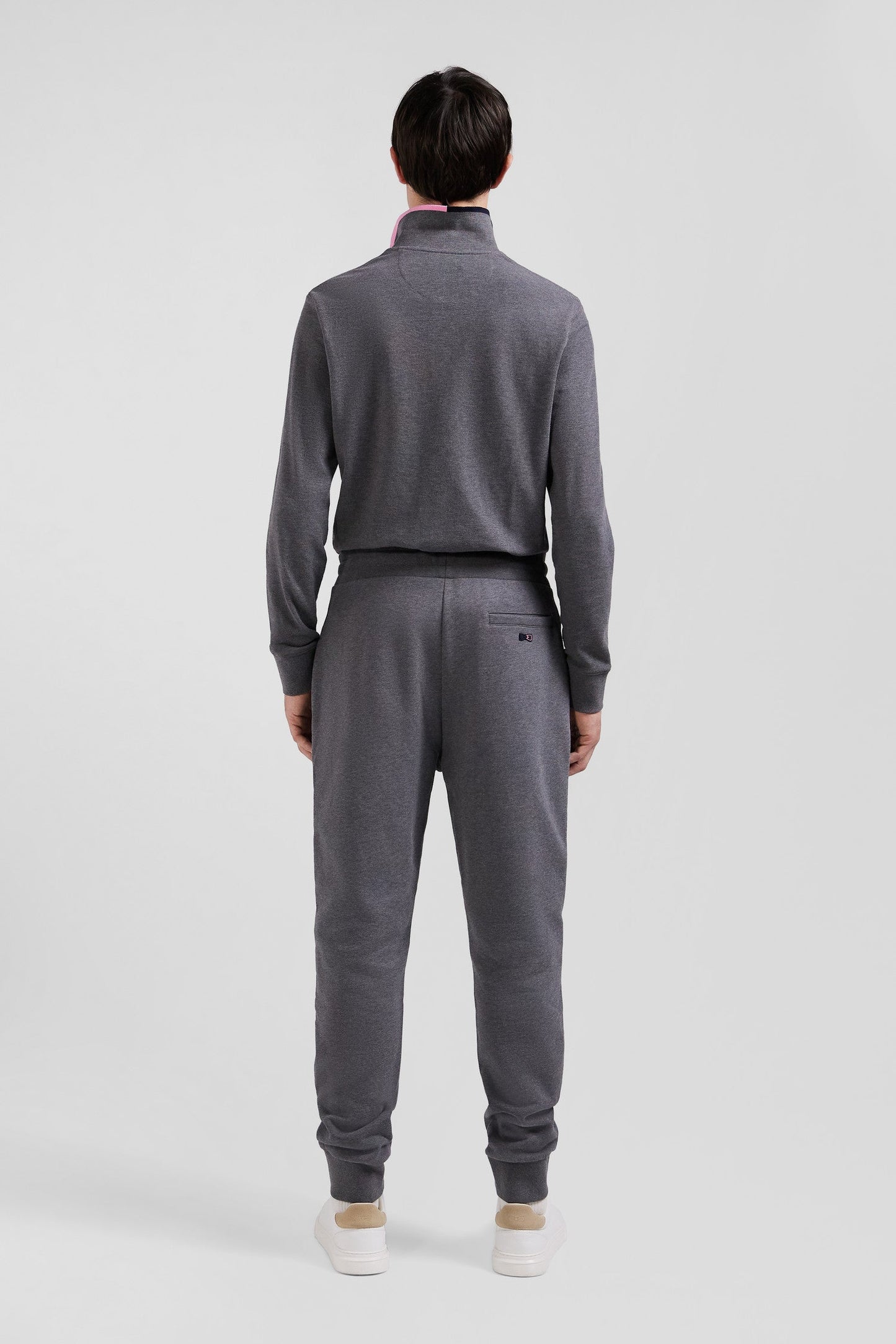 Pantalon jogging en molleton coton gratté gris coupe Regular - Image 6